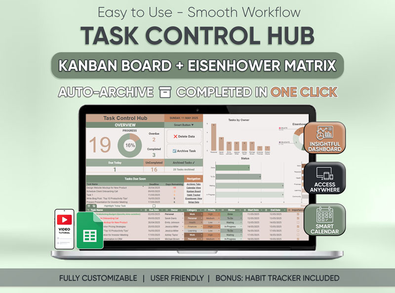 Task Control Hub – Ultimate Google Sheets Task Management System
